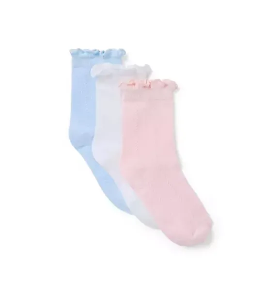 Janie and Jack Socks & Tights-Pointelle Sock 3-Pack white, pale pink and light blue
