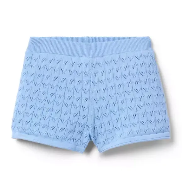 Janie and Jack Skirts & Shorts|Matching Sets-Pointelle Sweater Short blue bead