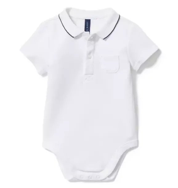 Janie and Jack Tops & Bodysuits-Polo Bodysuit white