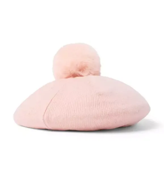 Janie and Jack Hats, Scarves, & Gloves-Pom Beret peach candy