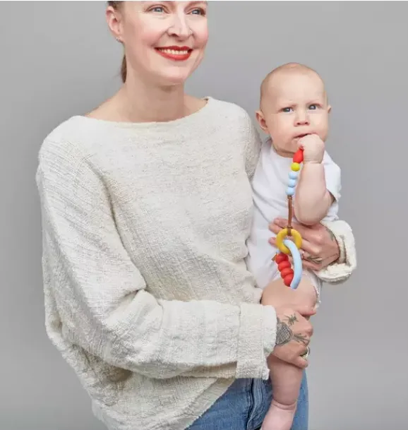 Janie and Jack Teethers And Bottles-Primary Arch Ring Teether + Clip Set multi