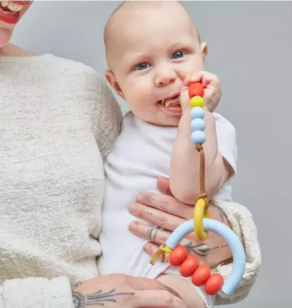 Janie and Jack Teethers And Bottles-Primary Arch Ring Teether + Clip Set multi