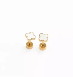 Janie and Jack Kids Accessories|Jewelry-Quatrefoil Stud Earrings white