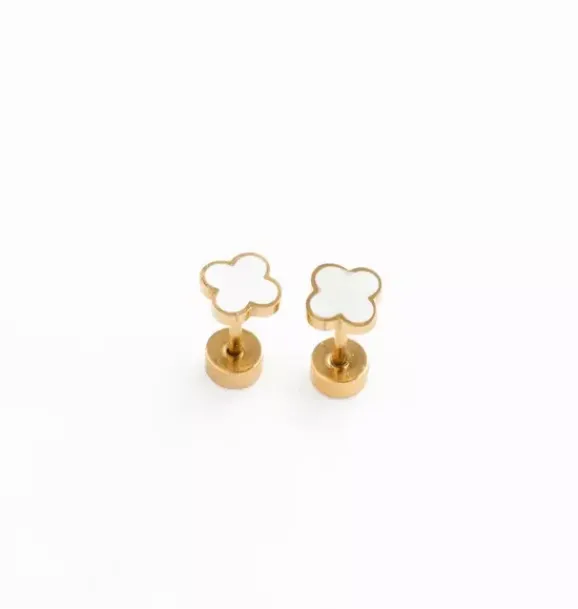 Janie and Jack Kids Accessories|Jewelry-Quatrefoil Stud Earrings white