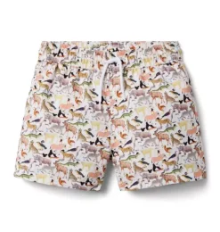 Janie and Jack Swim Trunks|Swim Outfits-Quey 2 Recycled Swim Trunk Made With Liberty Fabric white quey 2 animal print