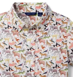 Janie and Jack Swim Outfits|Matching Sets-Quey 2 Shirt Made With Liberty Fabric white quey 2 animal print