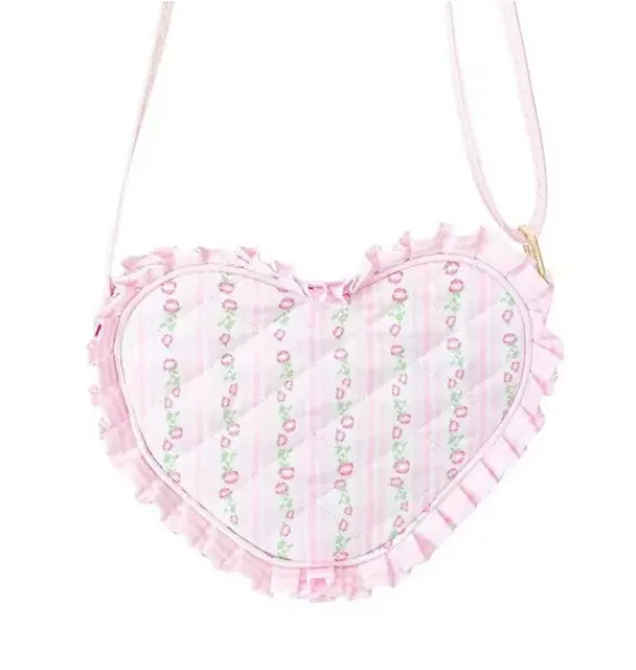 Janie and Jack Kids Accessories-Quilted Floral Heart Purse pink