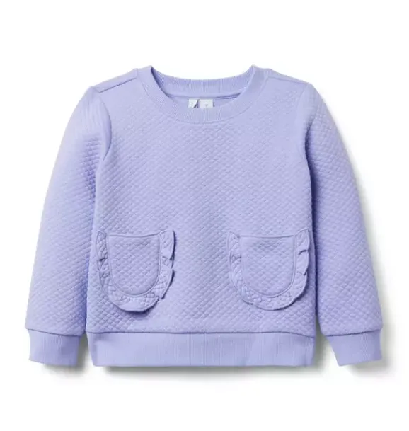 Janie and Jack Sweaters & Sweatshirts-Quilted Jacquard Ruffle Pocket Sweatshirt pastel purple