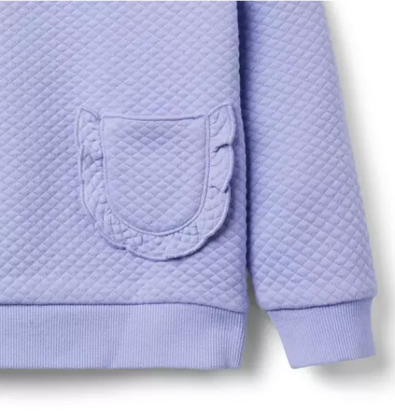 Janie and Jack Sweaters & Sweatshirts-Quilted Jacquard Ruffle Pocket Sweatshirt pastel purple