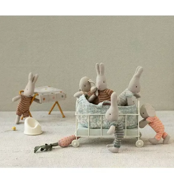 Janie and Jack Stuffed Animals-Rabbit in Carry Cot, Micro - Blue multi