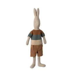 Janie and Jack Stuffed Animals-Rabbit, Size 4 - Knitted Shirt and Shorts multi