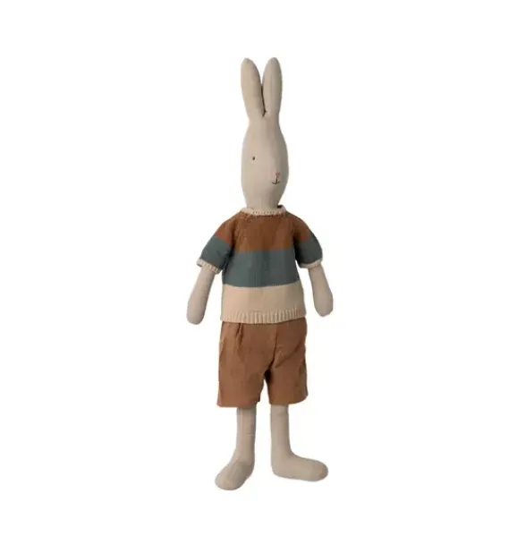 Janie and Jack Stuffed Animals-Rabbit, Size 4 - Knitted Shirt and Shorts multi