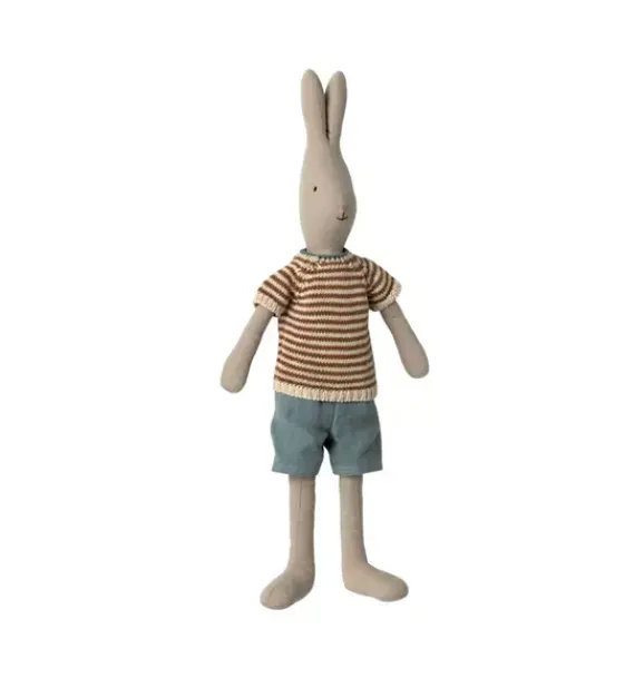 Janie and Jack Stuffed Animals-Rabbit, Size 3 - Knitted Shirt and Shorts multi