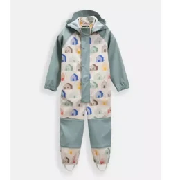 Janie and Jack Kids Clothing-Rain Coverall print house teal