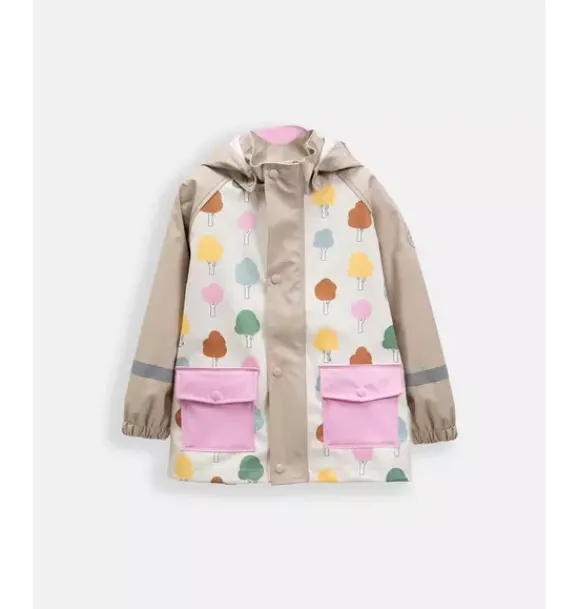 Janie and Jack Kids Clothing-Rain Jacket print tree beige