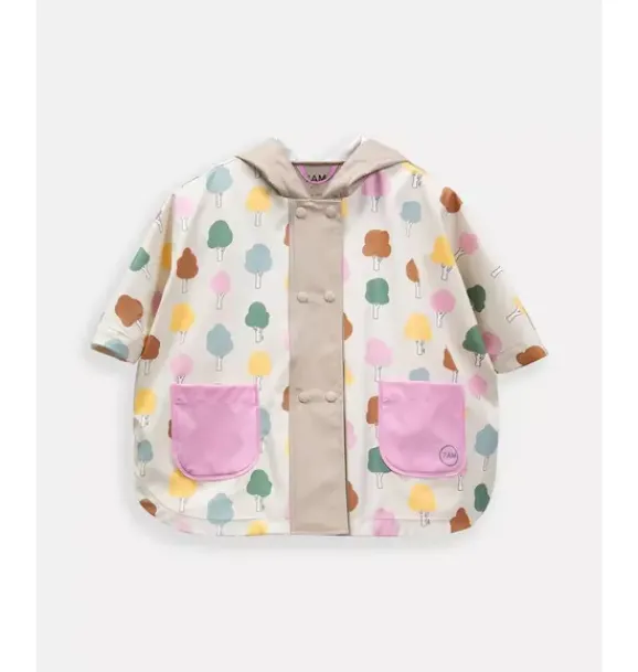 Janie and Jack Kids Clothing-Rain Poncho print tree beige
