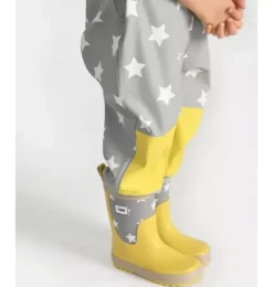 Janie and Jack Kids Clothing-Rain Suspender Pants print star yellow