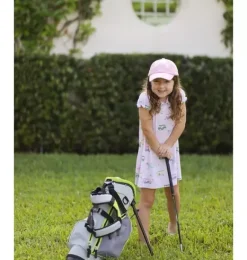 Janie and Jack Kids Accessories-Rainbow Golf Cart Bow Baseball Hat pink