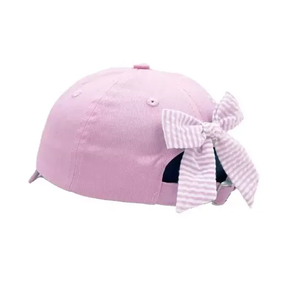 Janie and Jack Kids Accessories-Rainbow Golf Cart Bow Baseball Hat pink