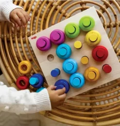 Janie and Jack Development Toys-Rainbow Whirls Wooden Sorting and Stacking Game multi-color