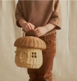 Janie and Jack Storage-Rattan Mushroom Basket - natural