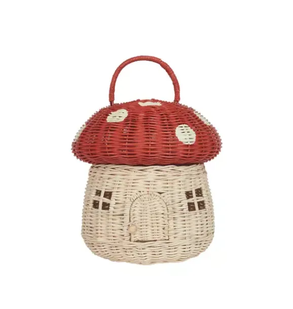 Janie and Jack Storage-Rattan Mushroom Basket - red