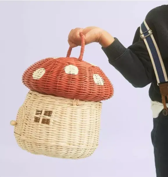 Janie and Jack Storage-Rattan Mushroom Basket - red
