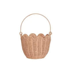 Janie and Jack Storage-Rattan Tulip Carry Basket - seashell pink