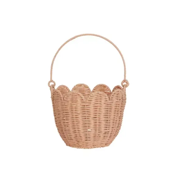 Janie and Jack Storage-Rattan Tulip Carry Basket - seashell pink