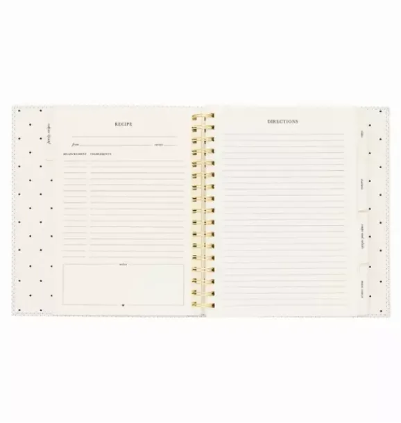 Janie and Jack Desk Accessories-Recipe Book cream and black pindot