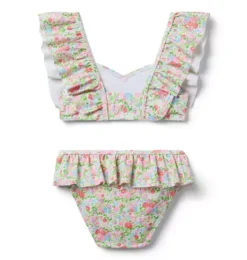 Janie and Jack Two-pieces|Swim Outfits-Recycled Ditsy Floral Ruffle 2-Piece Swimsuit white ditsy floral