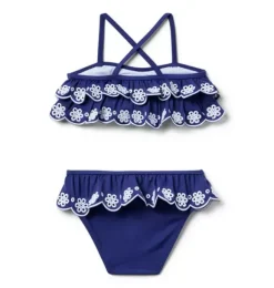 Janie and Jack Two-pieces|Swim & Cover-ups-Recycled Eyelet Ruffle 2-Piece Swimsuit indigo ink