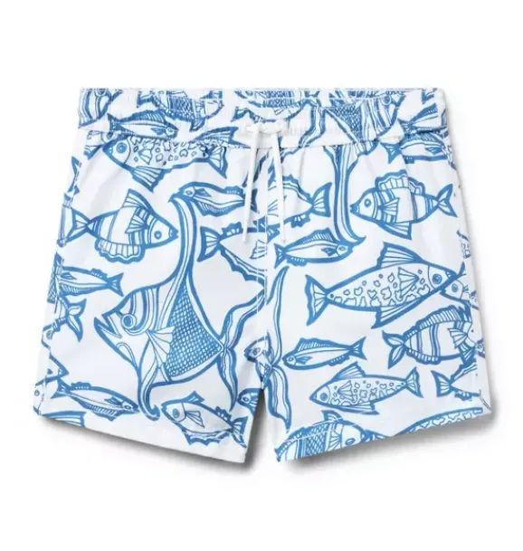 Janie and Jack Swim Trunks|Swim-Recycled Fish Swim Trunk white fish
