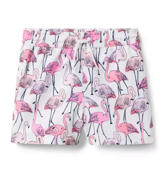 Janie and Jack Swim Trunks|Boy-Recycled Flamingo Swim Trunk jet ivory flamingo