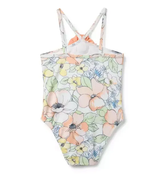 Janie and Jack One-pieces|Swim Outfits-Recycled Floral Rosette Swimsuit white floral
