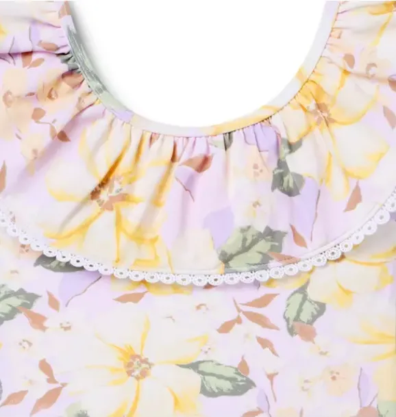 Janie and Jack One-pieces|Swim Outfits-Recycled Floral Ruffle Swimsuit lavish lilac floral