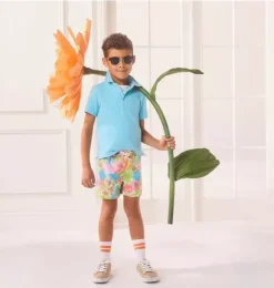 Janie and Jack Swim Trunks|Family Matching-Recycled Floral Swim Trunk white floral