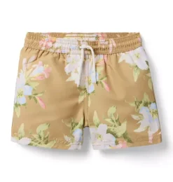 Janie and Jack Swim Trunks|Boy-Recycled Floral Swim Trunk iced latte floral