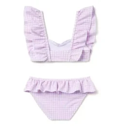 Janie and Jack Two-pieces|Girl-Recycled Gingham Ruffle 2-Piece Swimsuit alpine purple gingham