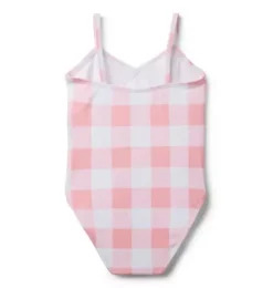 Janie and Jack One-pieces|Girl-Recycled Gingham Ruffle Swimsuit dainty pink gingham