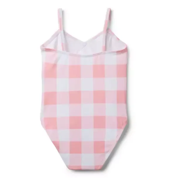 Janie and Jack One-pieces|Girl-Recycled Gingham Ruffle Swimsuit dainty pink gingham