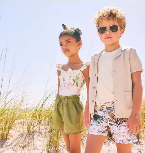 Janie and Jack Swim Trunks|Swim-Recycled Leaf Swim Trunk white leaf