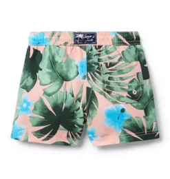 Janie and Jack Swim Trunks|Swim Outfits-Recycled Palm Swim Trunk apricot sorbet palm
