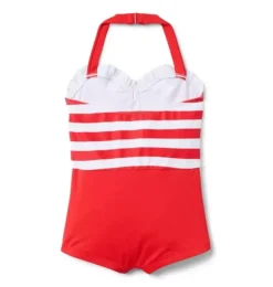 Janie and Jack Swim & Cover-ups|One-pieces-Recycled Retro Striped Swimsuit cherry stripe