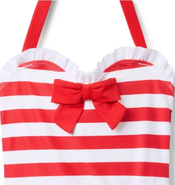 Janie and Jack Swim & Cover-ups|One-pieces-Recycled Retro Striped Swimsuit cherry stripe