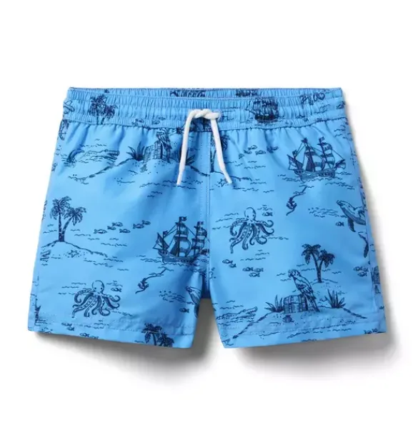 Janie and Jack Swim Trunks|Boy-Recycled Sea Days Swim Trunk field blue sea days