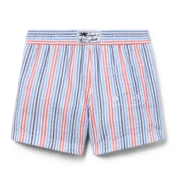Janie and Jack Swim Trunks|Boy-Recycled Striped Swim Trunk soft blue stripe