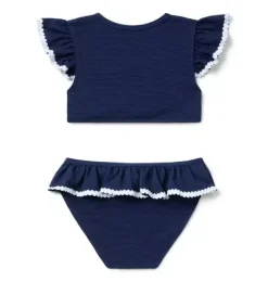 Janie and Jack Swim Outfits|Girl-Recycled Textured Ruffle 2-Piece Swimsuit merchant marine