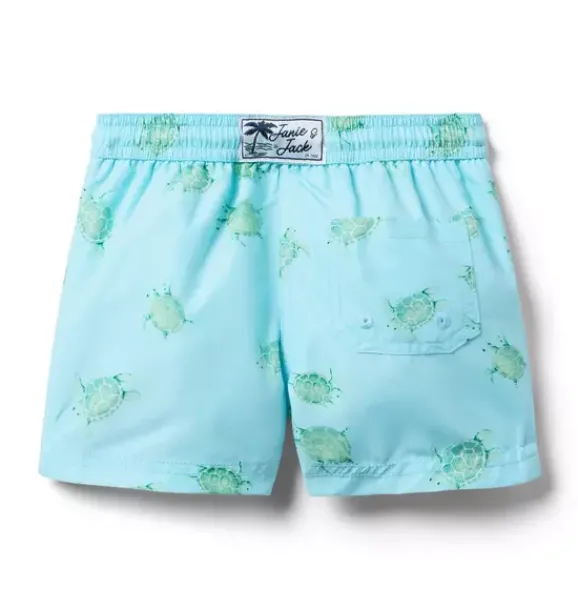 Janie and Jack Swim Trunks|Boy-Recycled Turtle Swim Trunk blue shallows turtle