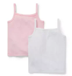 Janie and Jack Underwear|Sleeveless Tops-Ribbed Bow Camisole 2-Pack white and light pink